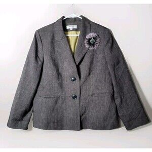 Suit Supply Blazer With Flower Pin Women Size 18P Brownish Gray Wear Casual Chic